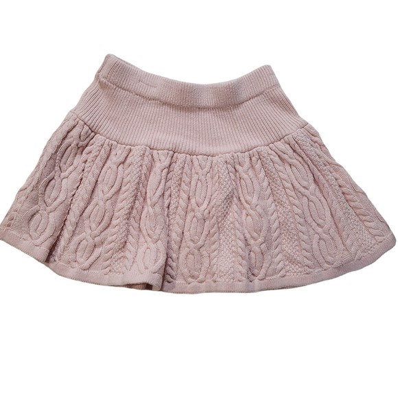 Girls Kids Pink Chunky Cable Knit Skirt Flare Pull on Size 7-8 - Picture 1 of 4